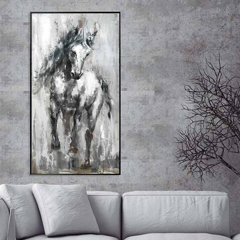 Настенная живопись постер с бегущей лошадью напечатанная вручную картина маслом