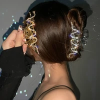 2021 new gold silver rhinestone shark clip catch headdress hair catch back head hairpin hair accessories jewelry korean fashion