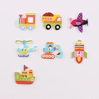 50pcs diy handmade color cartoon car airplane transportation wooden buttons for crafts scrapbooking accessories sewing buttons