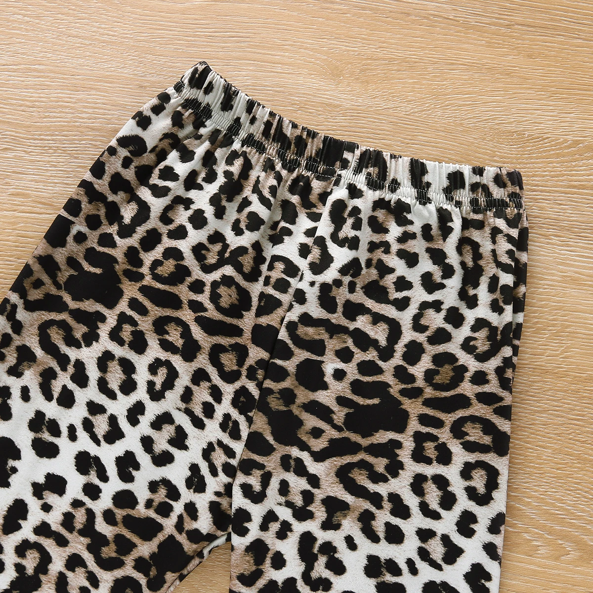 

Summer Autumn Kids Girls Clothes Set Children One Shoulder Long Sleeve Lace Shirt Leopard Flare Pants Baby Outfit Outwear