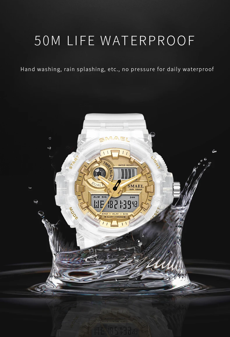 Relogio Masculino 2021 New SMAEL Watch 1642 Fashion White Women's Watches Dual Display Quartz Wristwatches Ladies Reloj Hombre | Наручные