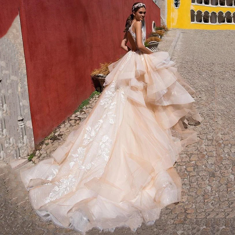 Платье женское ТРАПЕЦИЕВИДНОЕ с открытой спиной на тонких бретельках|Свадебные