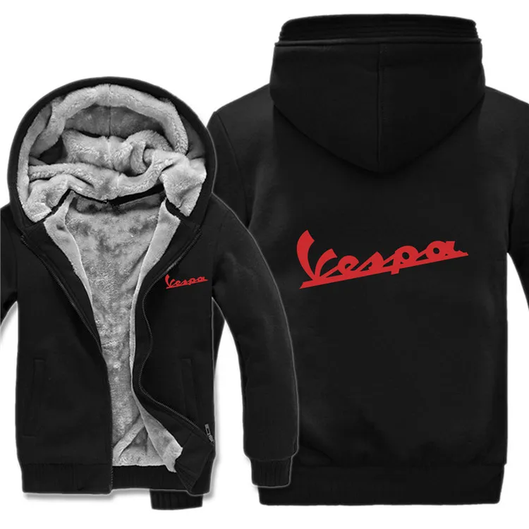 as picture Vespa толстовки куртка зимняя мужская повседневная шерстяная подкладка флисовая Vespa скутер толстовки пуловер с капюшоном - Цвет: as picture