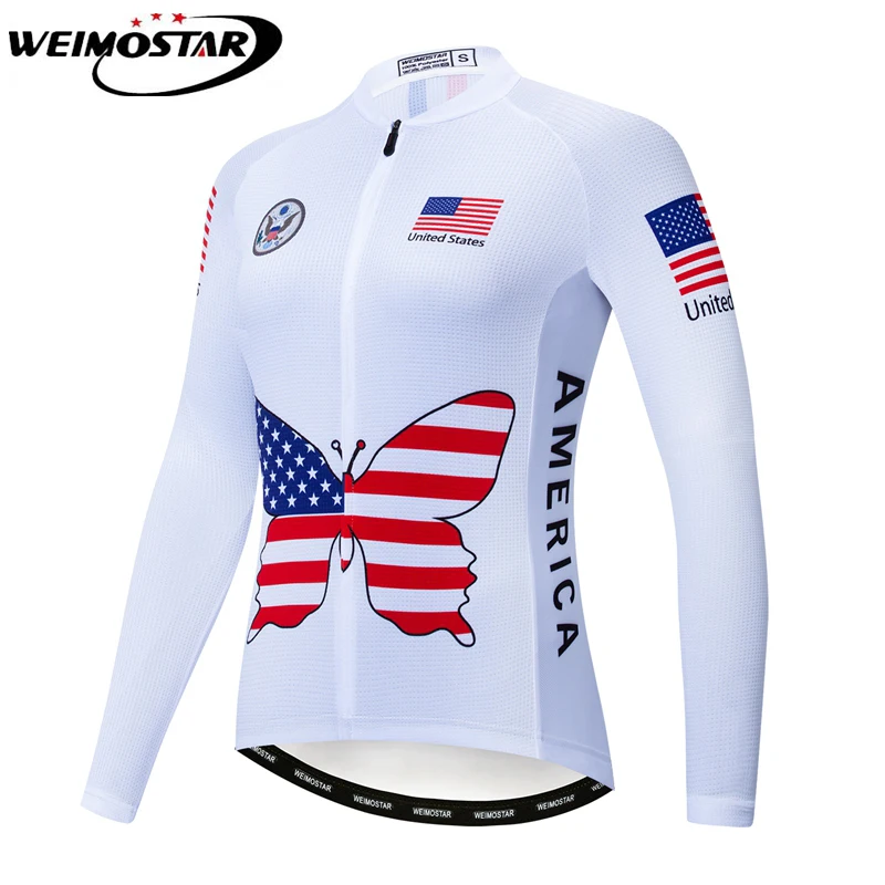 

Weimostar Women Cycling Jersey Long Sleeve Tops Autumn Spring USA Team MTB Bike Jersey Sport Bicycle Clothing Maillot Ciclismo