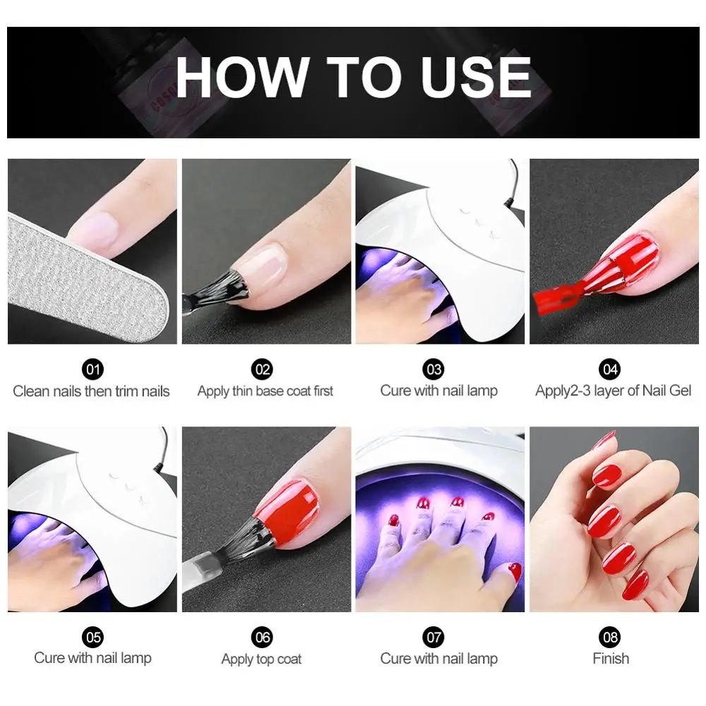 

COSCELIA 7ML Gel nail polish Set Nail primer Semi-Permanent Varnish All For Manicure Need Base Coat Top Coat Cured UV LED lamp