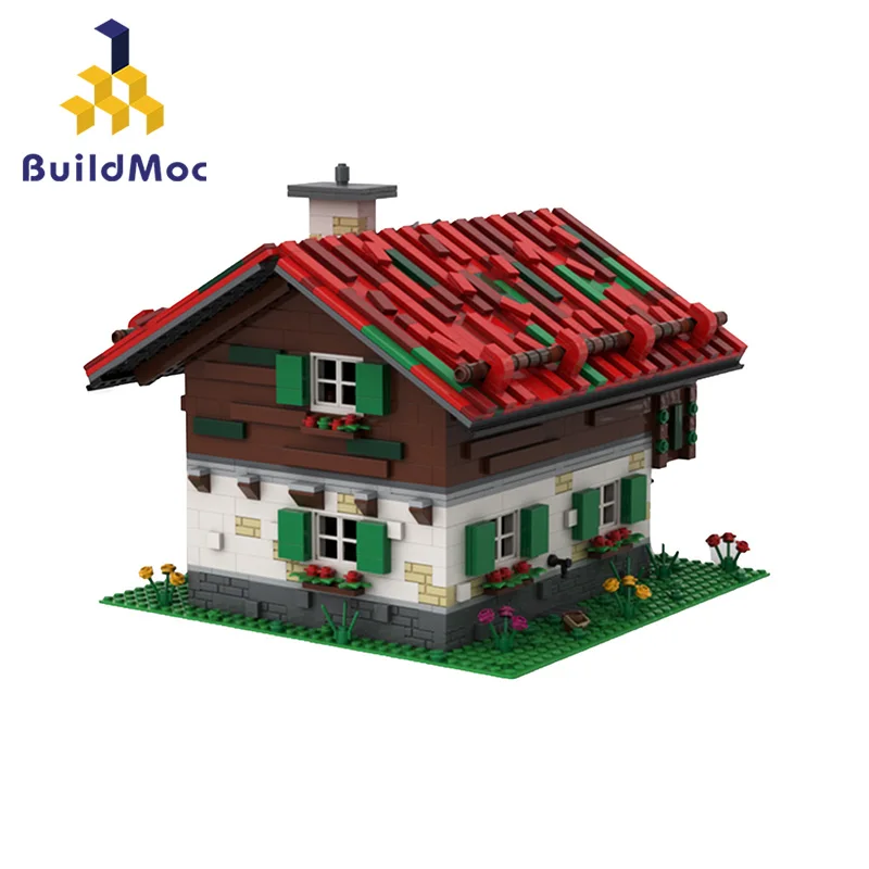 

BuildMoc Town Villa bergbauнити дом 2370 шт. модель MOC строительные блоки игрушки для детей игрушки «сделай сам» идеи для подарков для детей