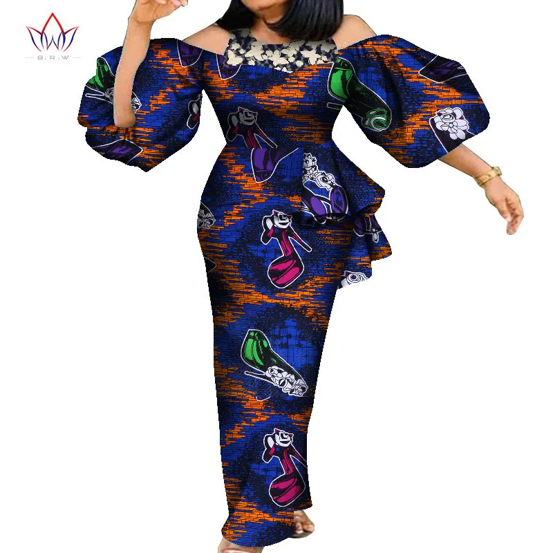 Summer Clothes Woman 2020 ladies Plus Size African Bazine For Women European Clothing Dashiki 5xl Ankle Length long Dress WY8235
