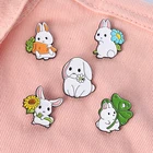 Эмалированные булавки Kawaii Bunny, милый кролик, лист, Подсолнух, редис, лотос, листья, броши для женщин, искусственная одежда, подарок