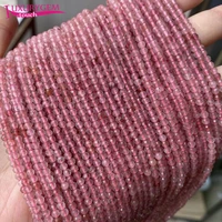 high quality 3mm natural strawberry crystal stone faceted round loose spacer small beads diy gems jewelry accessory 38cm b160