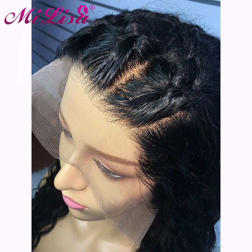 Короткий парик из вьющихся человеческих волос Боб бразильский безглазных без