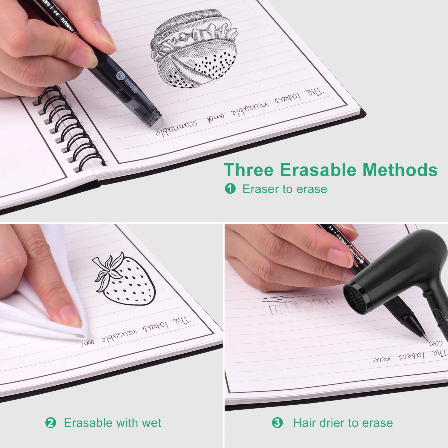 Стираемый многоразовый смарт блокнот в твердой обложке для записей журнал