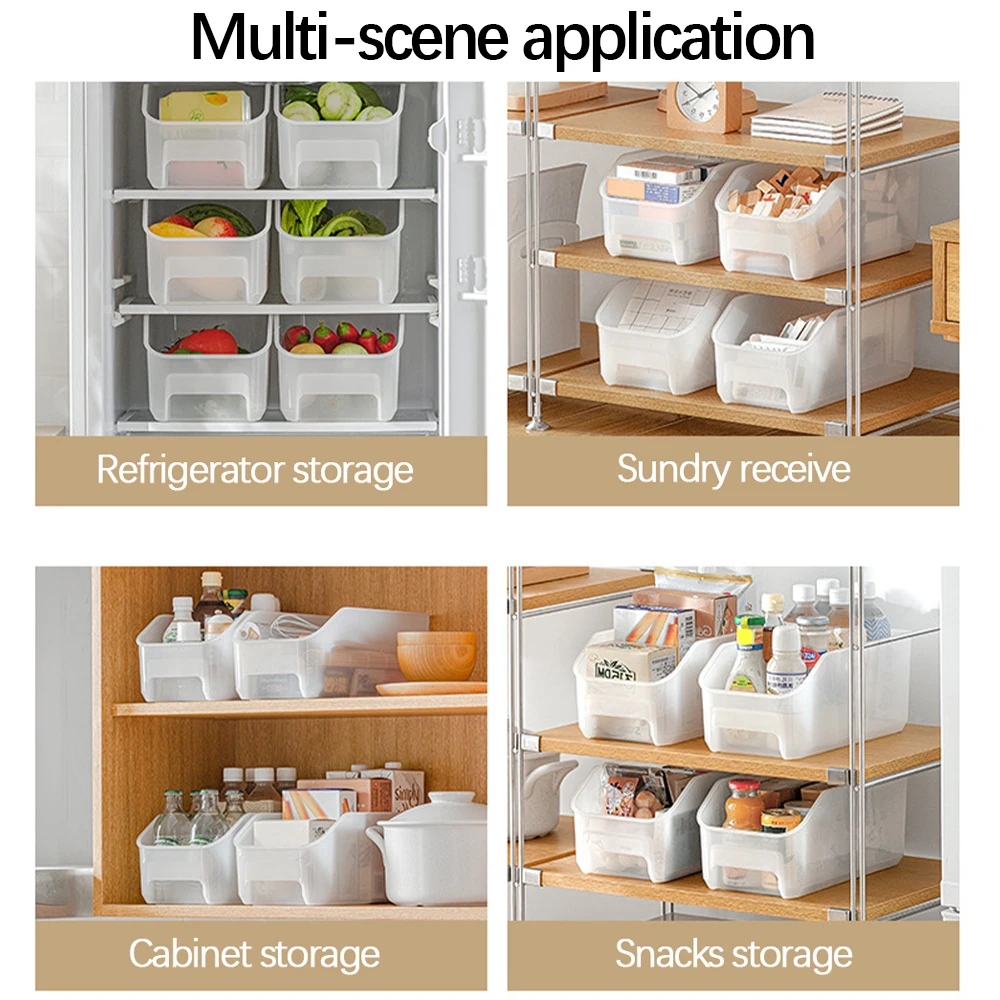 

PP Pantry Organizer Bins Household Plastic Food Storage Basket Box For Kitchen Countertops Cabinets Refrigerator Freezer 45a