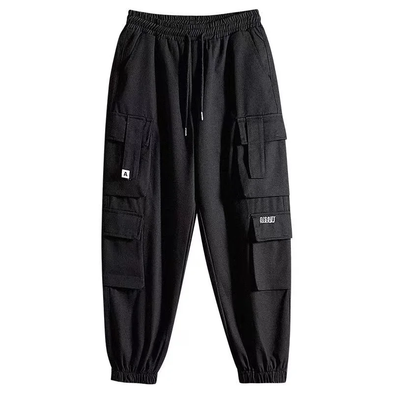 

New Autumn Sweatpants Harem Joggers Men Cargo Pants Streetwear Side Pockets Ribbons Casual Male Oversized Fashion Trousers A14