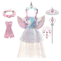 halloween unicorn princess dress birthday party cosplay angel dresses children mesh tutu skirt pink lace sling costume for girls