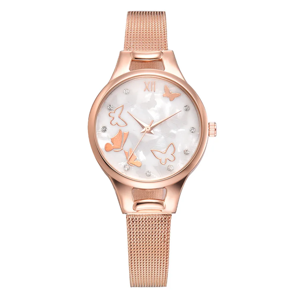 Doreen Box New Fashion Gold/Silver/Rose Gold Butterfly Pattern Wristwatch Alloy Mesh Business Office Lady Quartz Dress Watches | Наручные