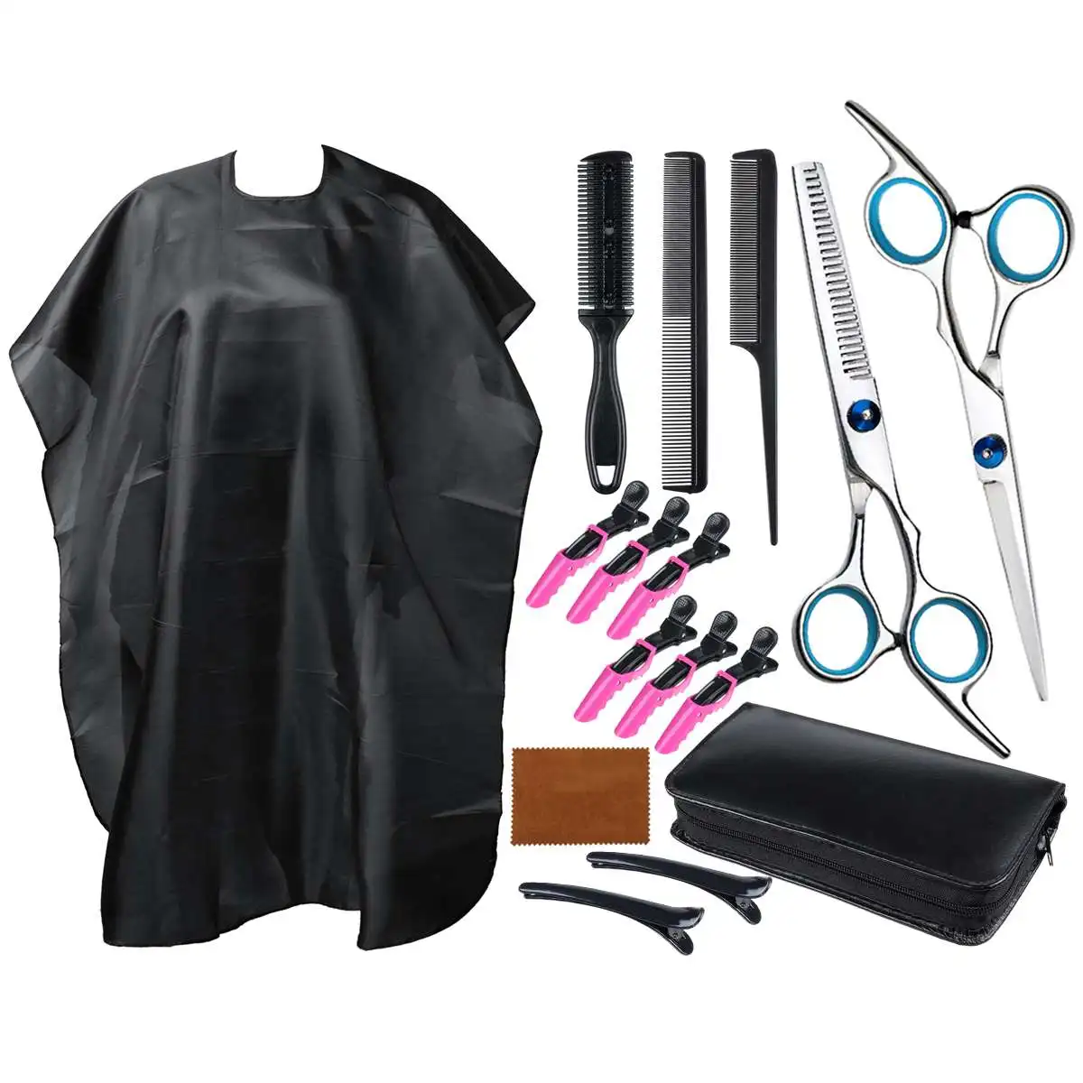 

16 Pcs Professional Hair Cutting Tool Set Hairdressing Scissors Barber Scissors Tail Comb Hair Cloak Cut Comb Styling Kit