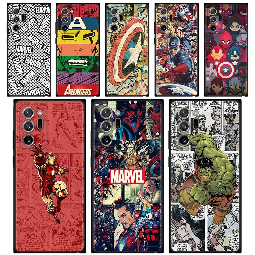 

Phone Cover For Samsung Galaxy Note 20 Ultra 10 Plus Lite 9 8 A91 A03s A52s 5G Soft Shell Fundas Marvel Cartoon Hero Logo