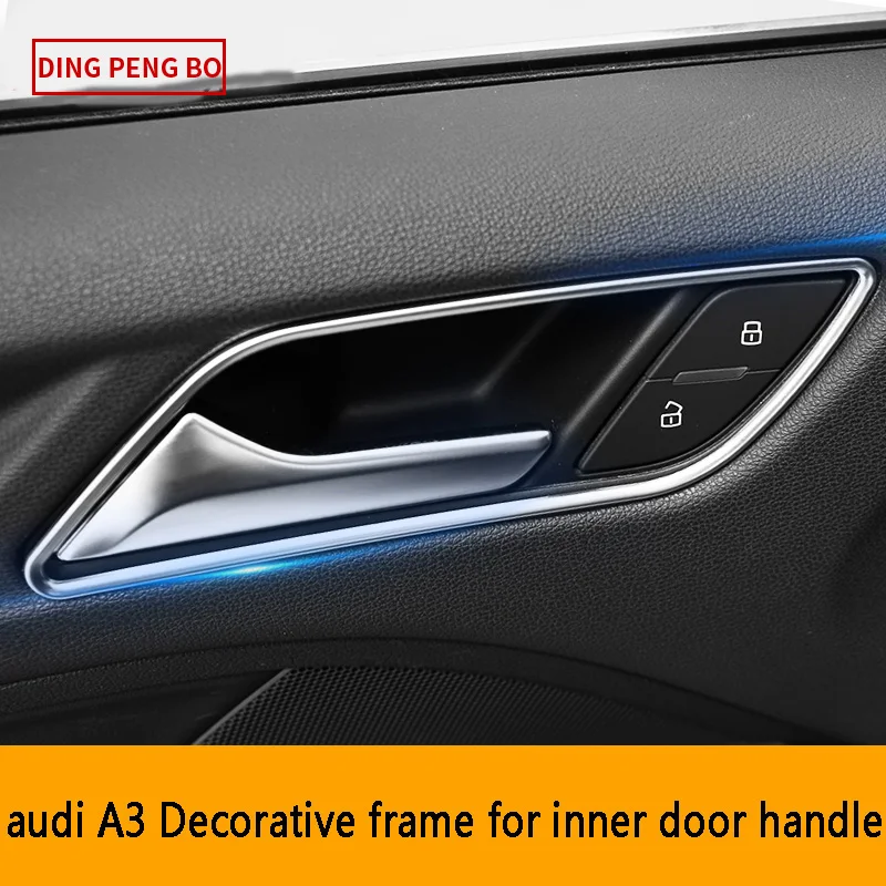 

For Audi A3 2014-2018 2019 Stainless steel Matte Styling Inner Interior Car Door Handle Bowl Frame Cover Trim Accessories