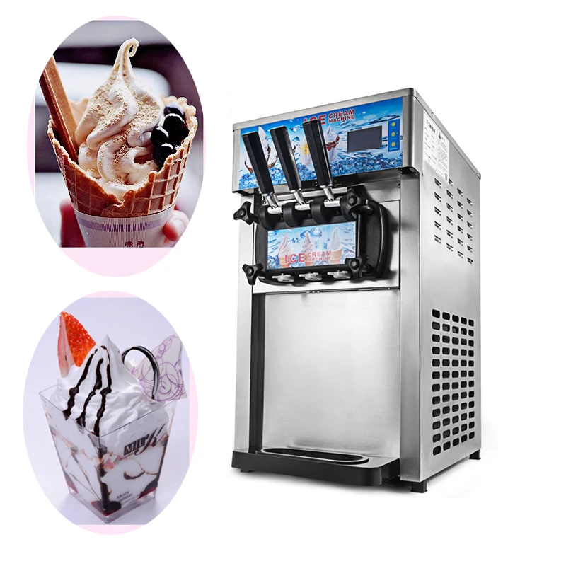 

Three-color commercial desktop soft ice cream machine 220V/100v vertical ice cream smart sweetener ice cream machine