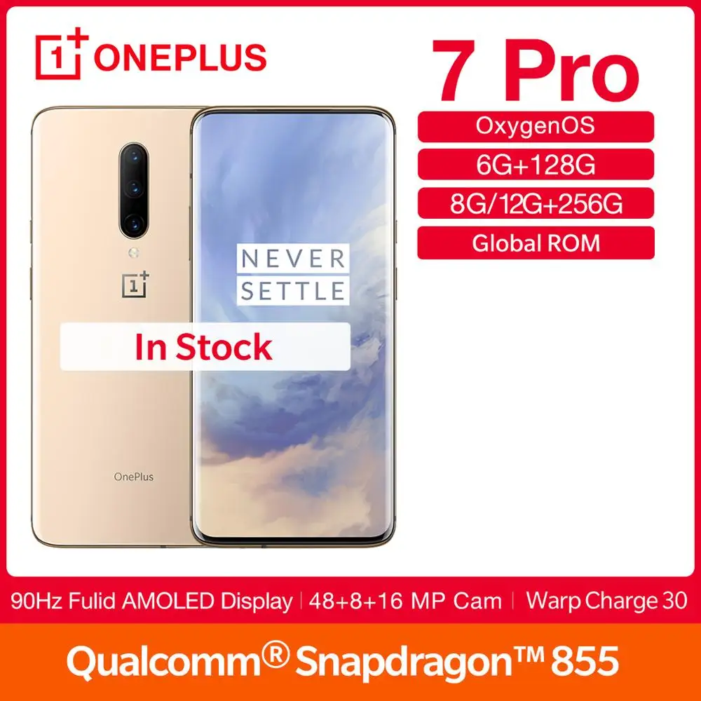 Глобальная прошивка OnePlus 7Pro 90 Гц Экран смартфон 6 67 &quotДисплей Snapdragon 855 Octa Core NFC UFS 3 0