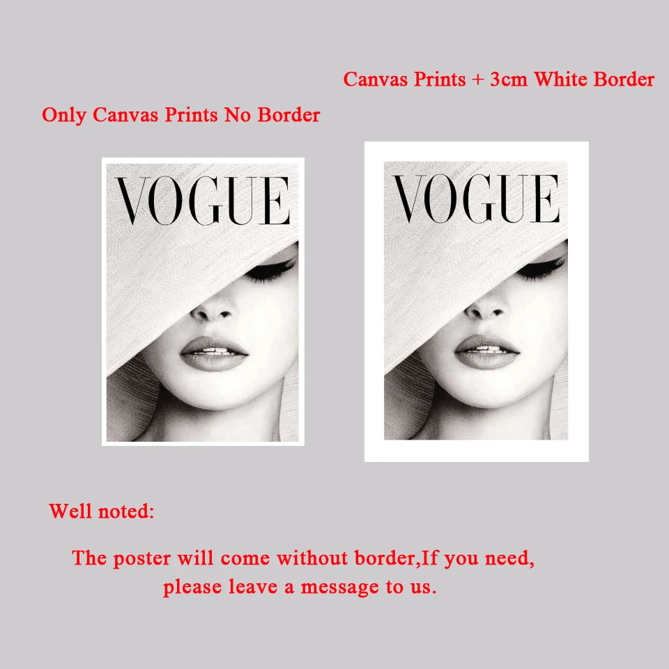 Vogue обложка белая шляпа Искусство Холст Картина Настенная картина Мода