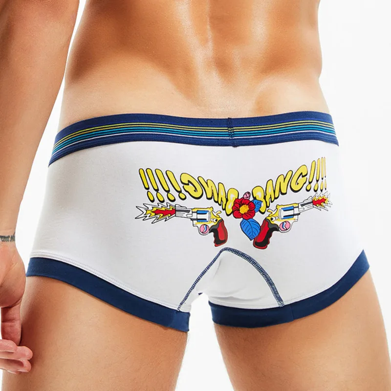 Трусы боксеры мужские с принтом хлопок пикантное нижнее белье выпуклостью трусы