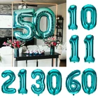Воздушный шар Тиффани из фольги в виде цифр, большой бирюзовый шар для дня рождения, украшение для дня рождения, 32 дюйма, 2 шт., 16, 30, 40, 50, 60