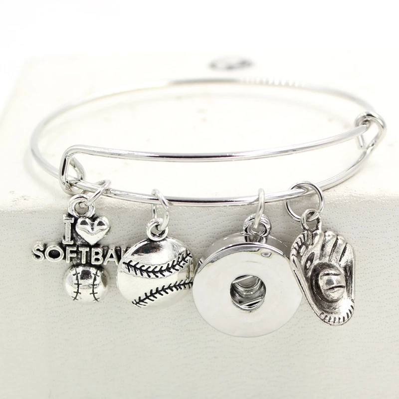 Спортивные ювелирные изделия браслеты с шармами Для Софтбола 18 мм защелкой для