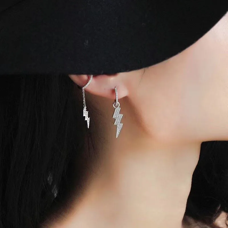 Серьги гвоздики с молнией в стиле ретро 2019|Серьги-подвески| |