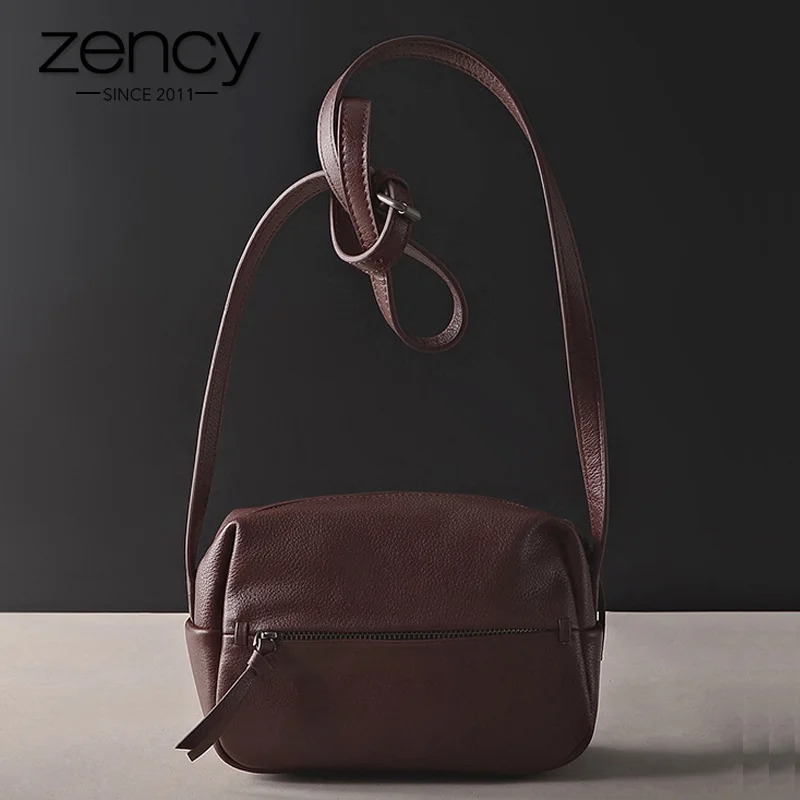 Zency натуральная кожа женские сумки через плечо модная повседневная сумка через плечо женская красивая сумочка с клапаном черная сумочка