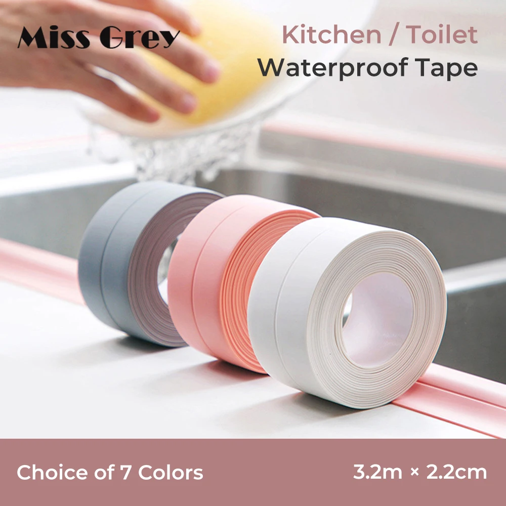 

3.2x22mm Sealing Strip Shower Sink Bath Toilet Corner PVC Self Adhesive Waterproof Wall Tape for Bathroom Kitchen Accessories