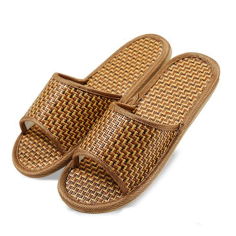 

FGGS-2 Pairs of Rattan and Bamboo Woven Slippers Summer Couple Non-Slip Home Woven Slippers
