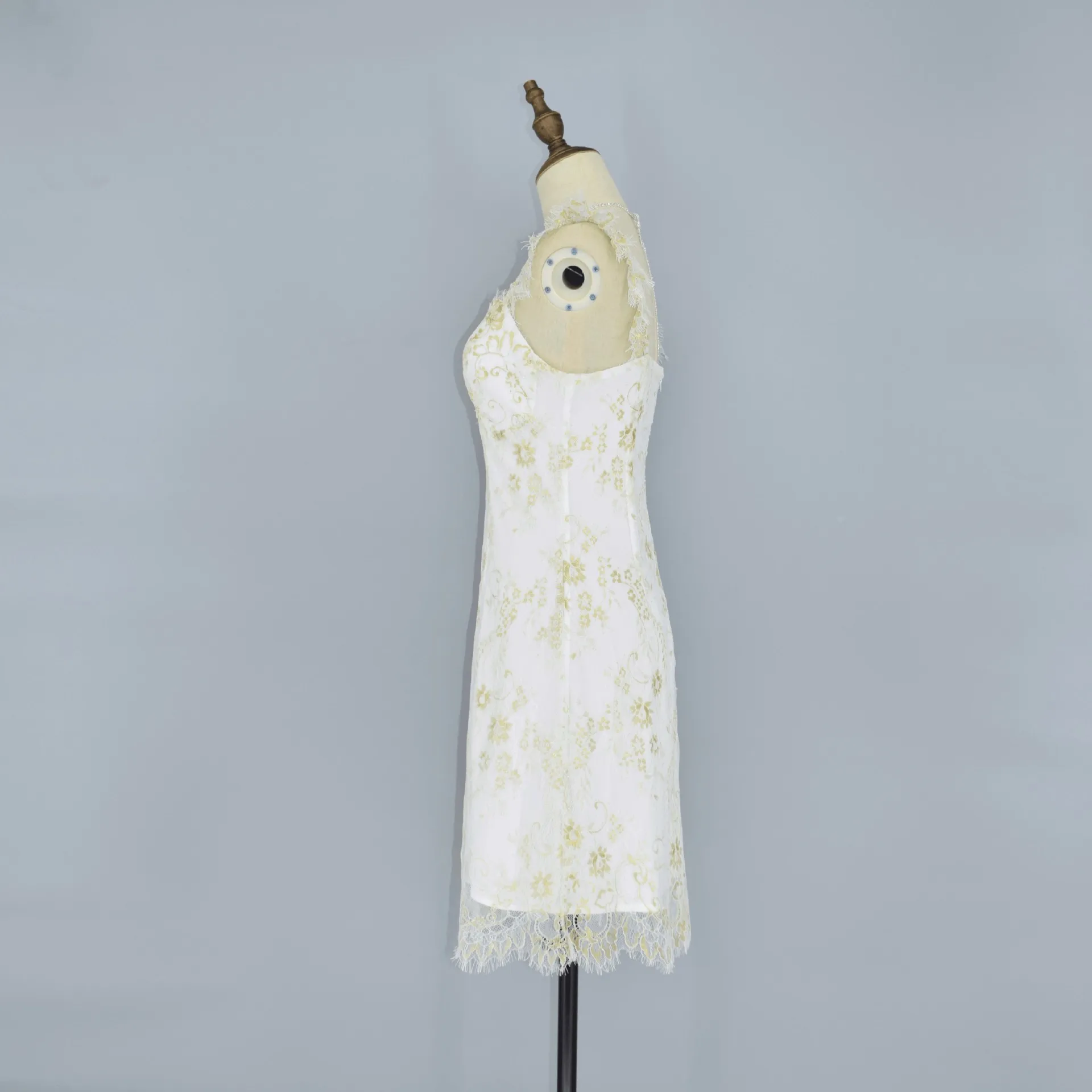 Высококачественное кружевное платье с вышивкой для женщин v-образный вырез на