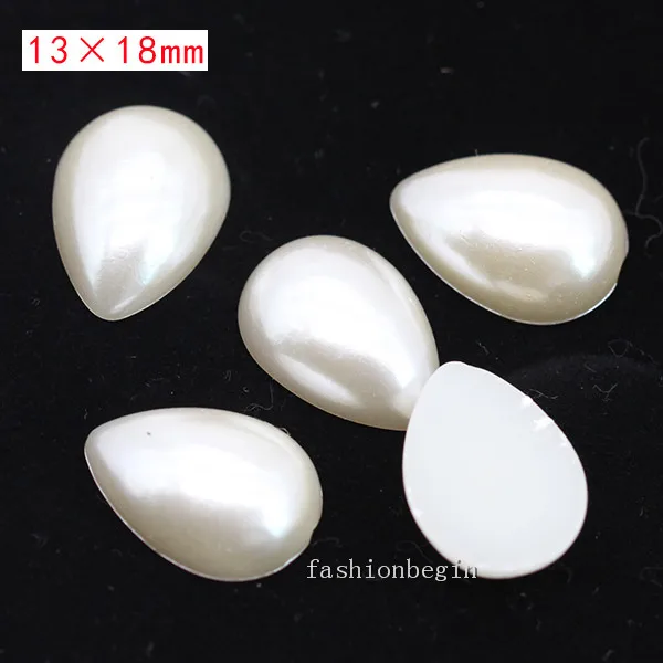 100p 13x18mm drop Имитация жемчуга цвета слоновой кости для скрапбукинга, украшения для рукоделия, украшения для ногтей, изготовление свадебных открыток, сшитые бусины для одежды, разные формы - Цвет: 100p 13x18mm drop