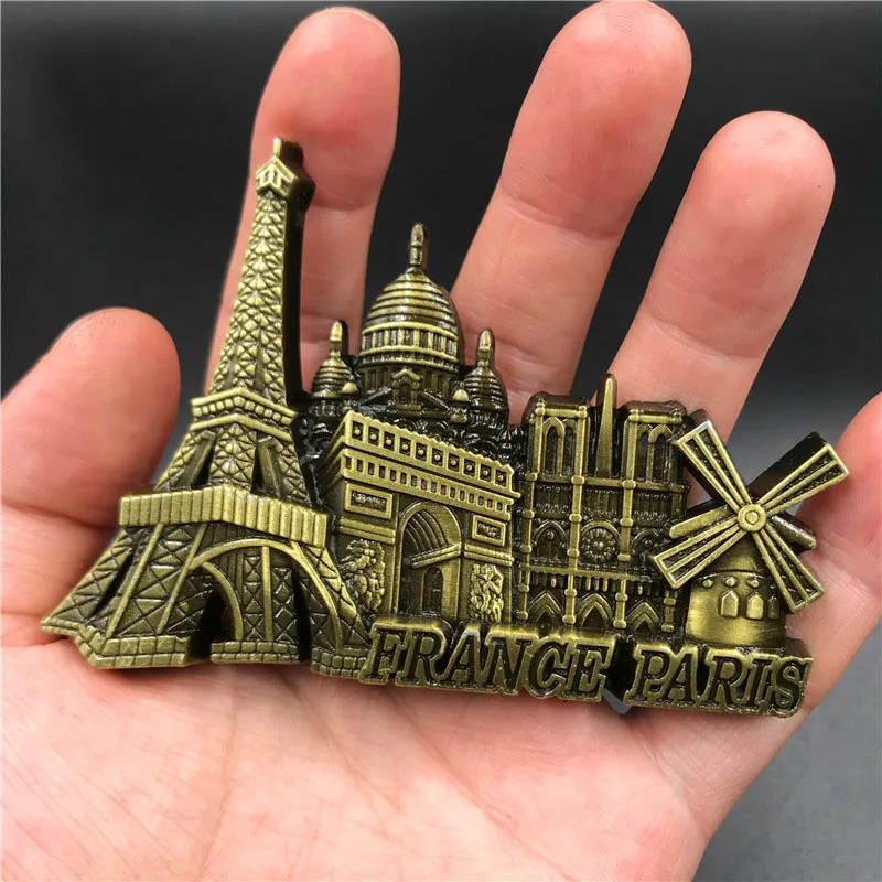 

3D Metal Refrigerator Sticker USA Egypt France Austria Spain Dubai Russia Shanghai Oscar Metal Fridge Magnets Tourist Souvenir