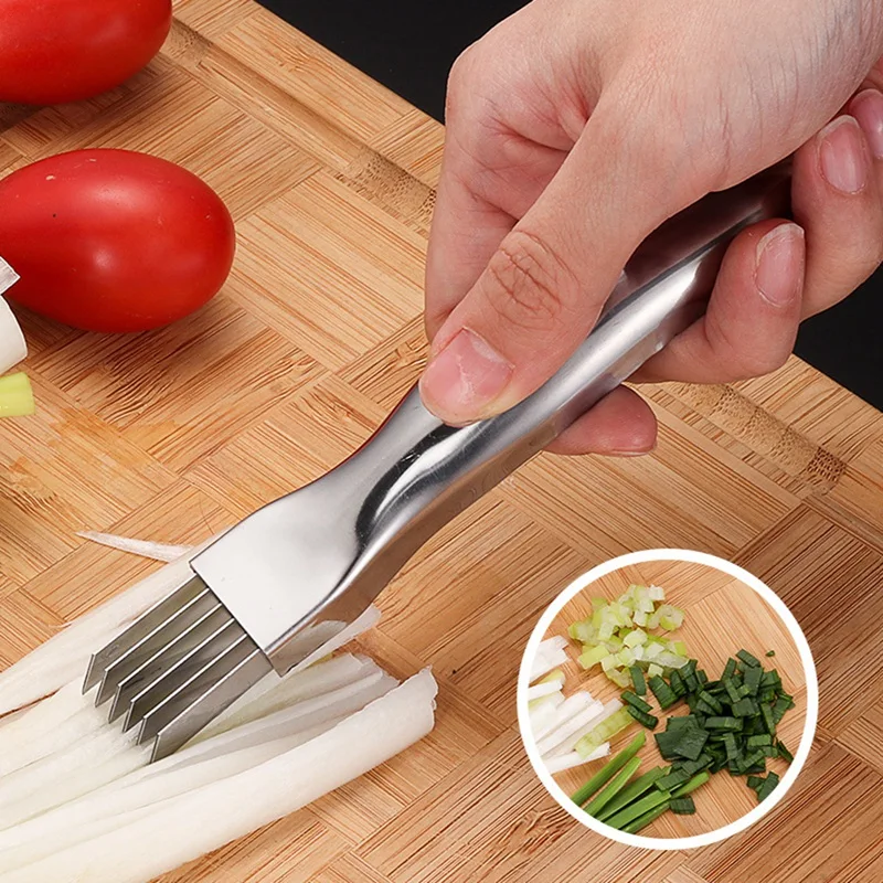 

Hot Kitchen Onion Knife Cutter Graters Vegetable Tool Multi Chopper Sharp Stainless Shredded Green Onion Knife Cut Slicer