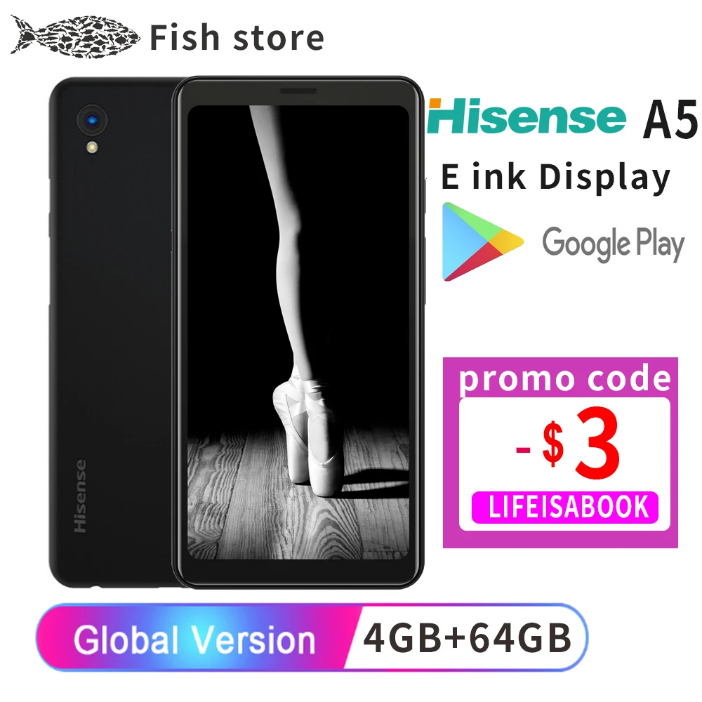 Перейти на Алиэкспресс и купить Google Play Hisense A5 многоязычный EInk экран дисплея сотовый телефон электронная книга Android 9 Защита глаз Kindle yota телефон