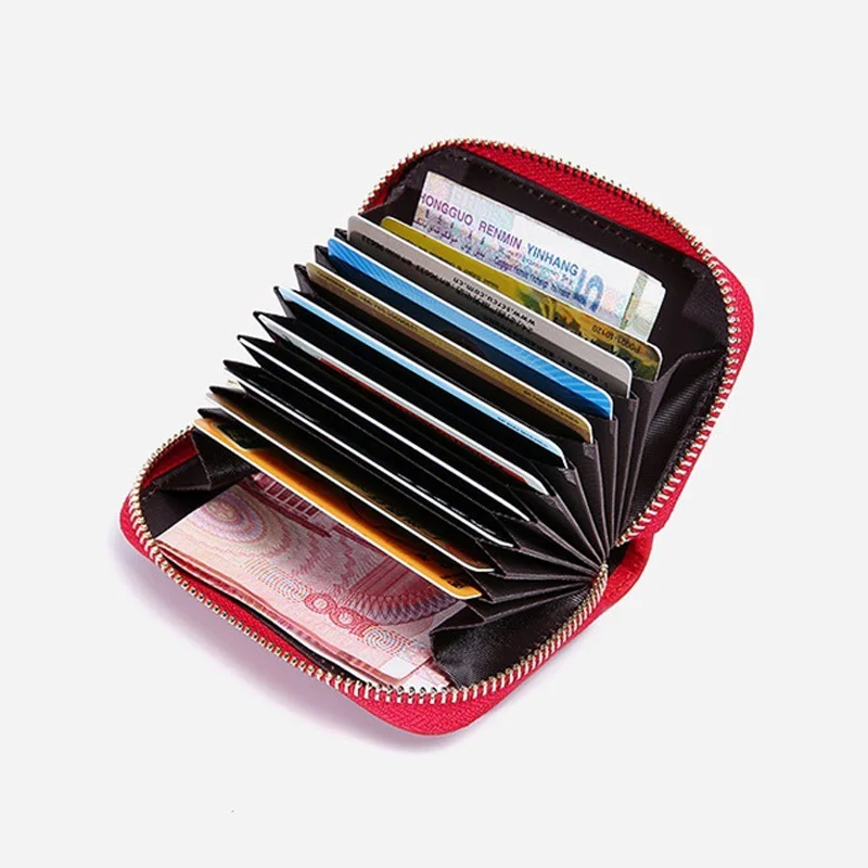 Zency Mini Short Wallet For Women Genuine Leather Heart Shape Decoration Daily Casual Coin Pocket Purse Card Holders Black Red images - 6