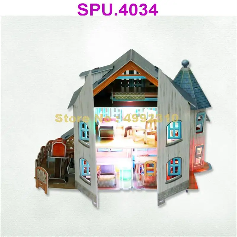 132 шт. сельская вилла кукольный домик девочка светодиодная 3d Бумажная Модальная