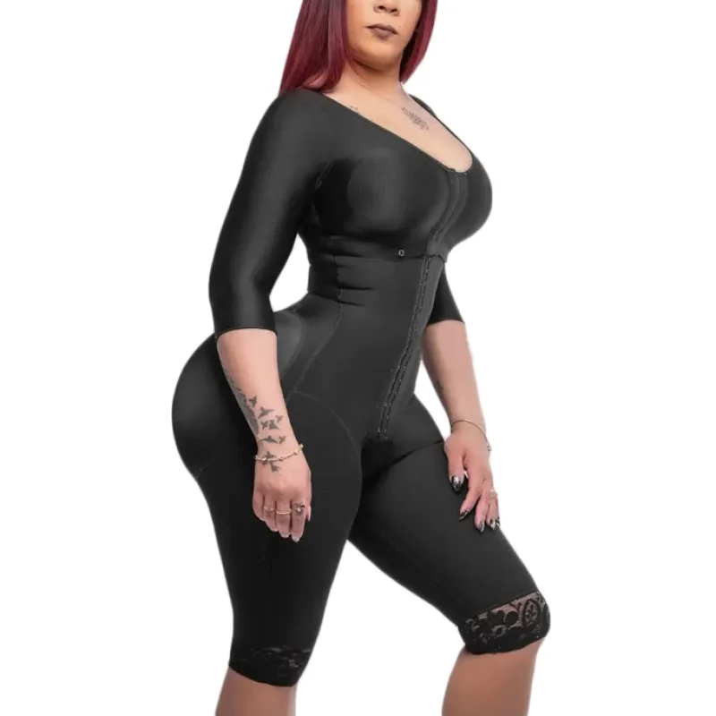 

Fajas Colombianas Reductora Girdle Small Waist Trainer Butt Lifter Bodysuit Women Lace With Bracelet And Sleeve Guitar Curves