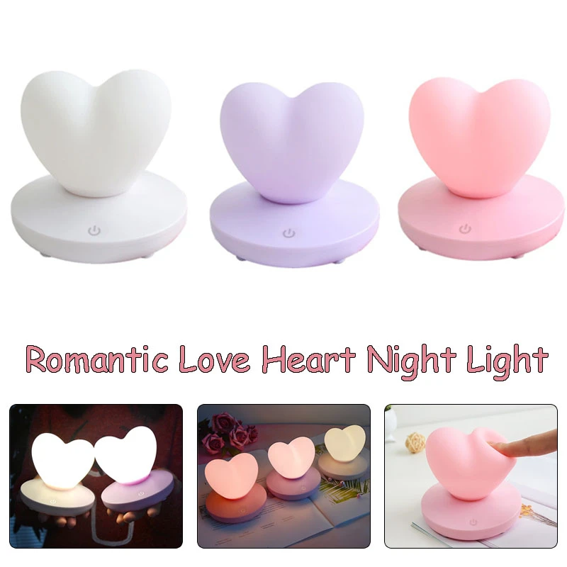 

Креативный, Романтический, в форме сердца, сенсорное управление, USB Перезаряжаемый светодиодный ночник для подарка подруге, украшение для д...