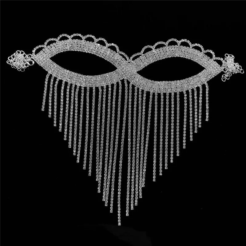 

2021 Rhinestone makeup mask jewelry Halloween party dance nightclub headchain sexy veil high end accessories
