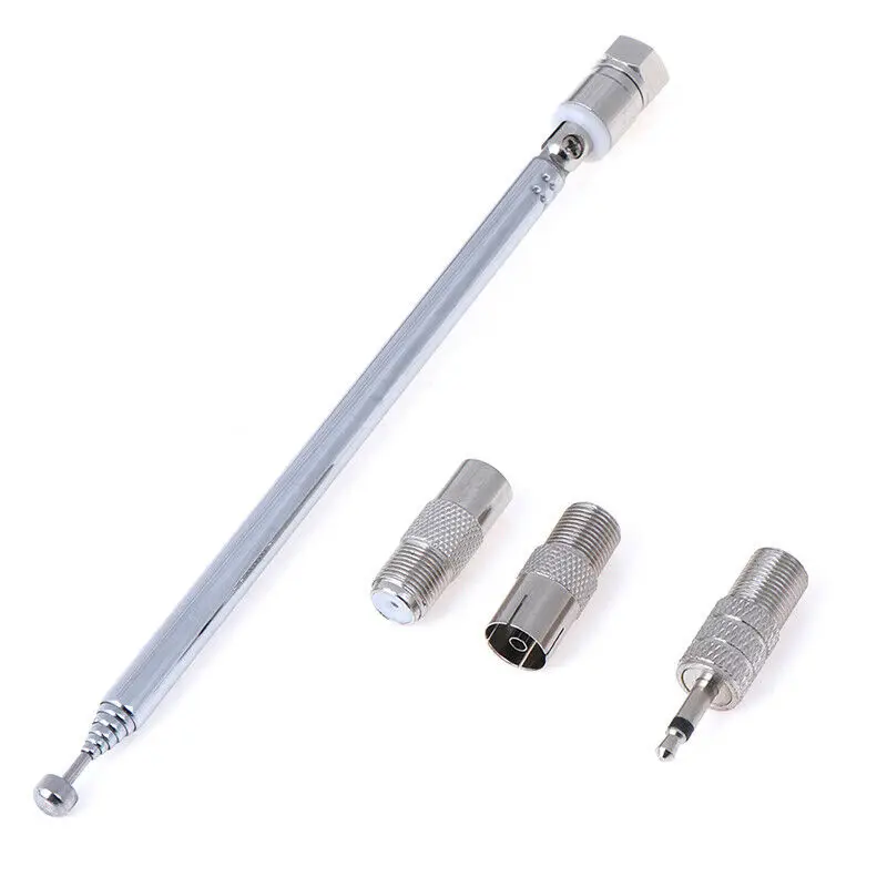 New F Type Radio Telescopic Aerial Expansion Antenna 76cm telescope antenna 7 Section with 3 Adapter 3.5mm | Мобильные телефоны и