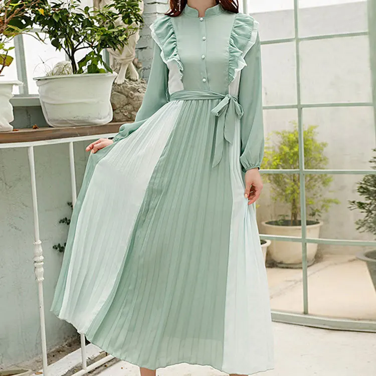 

VANOVICH Korean Japan Style French Retro Lace-up Temperament Dress 2022 Spring and Autumn New Elegant Dresses for Women