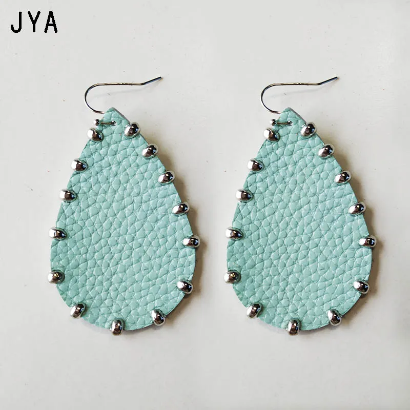 blue JYA тренд капли воды Эффектные серьги для женщин из натуральной кожи каплеобразные серьги модные ювелирные серьги капельки - Окраска металла: blue