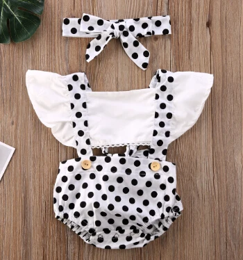 

Infant Baby Girl Polka dot pattern Clothes Romper Jumpsuit 3PSC Sunsuit Outfit