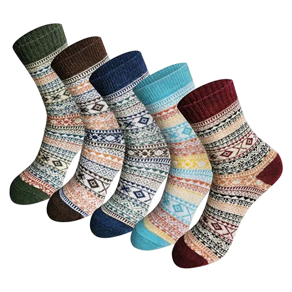 5 пар женские повседневные зимние теплые носки унисекс толстые шерстяные