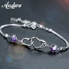 Новинка, женский серебряный браслет, браслет с цирконом и хрустальным сердцем