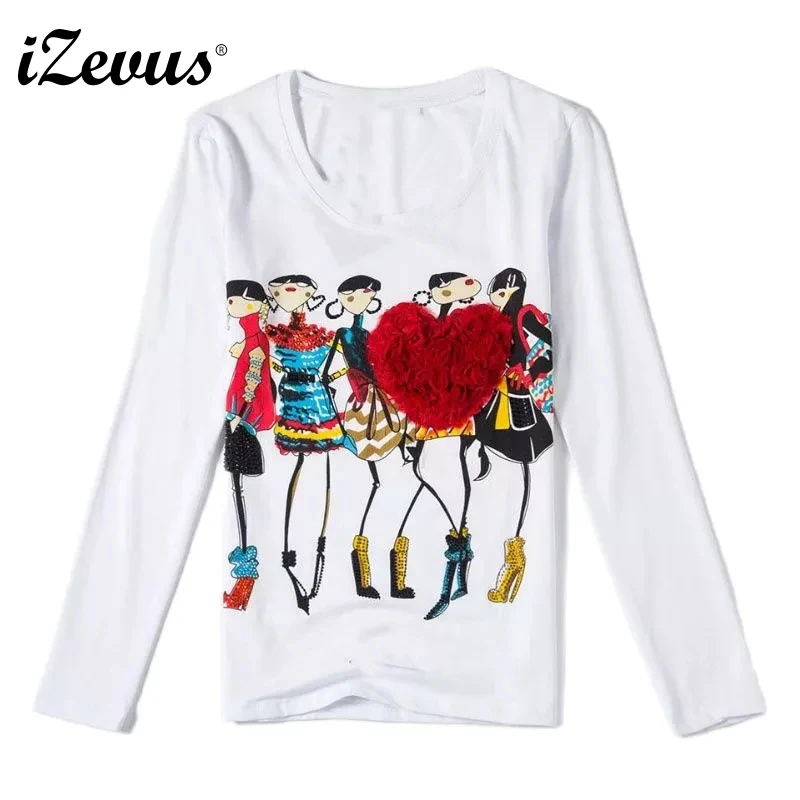 Лидер продаж футболка IZEVUS с мультяшным любовным сердцем женская летняя 2021