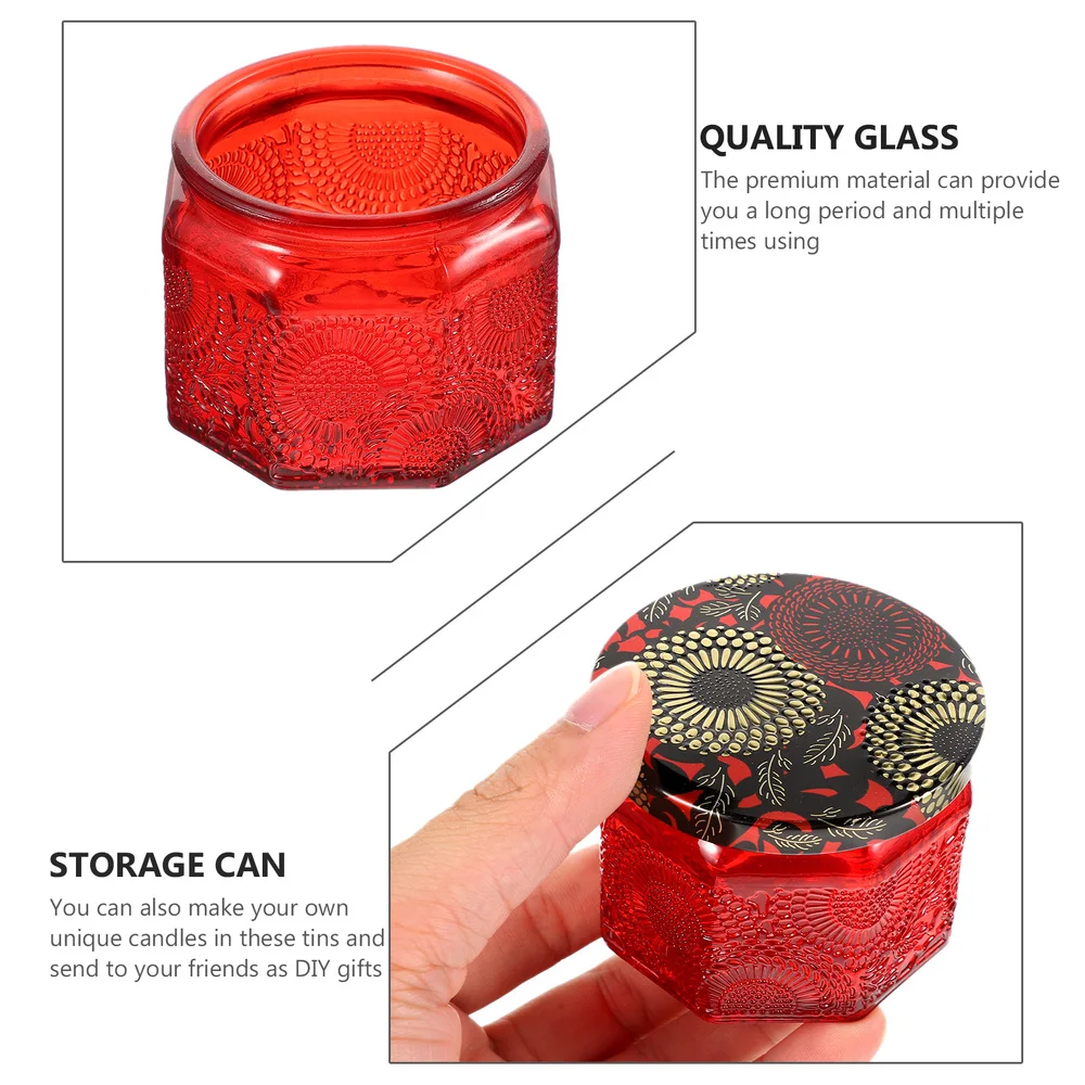 

14pcs Embossed Glass Candle Jars Container with Lids Recyclable Candle jars